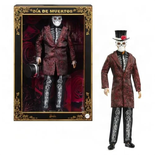 Offerta a tempo: Barbie Signature Bambolo Ken da collezione Día De Muertos, JJX97 | Giacca al ginocchio con ricami, maschera calavera rimovibile e cappello, confezione da collezione, 6+ anni - 39% da 109.99 € a 67.02 €