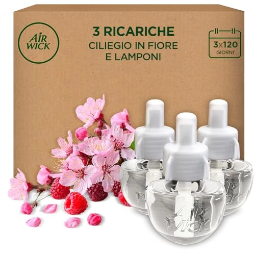 Air Wick Refill for Electric Essential Oil Diffuser, 3 Refills, Cherry Blossom and Raspberry Fragrance, 3 x 19 ml