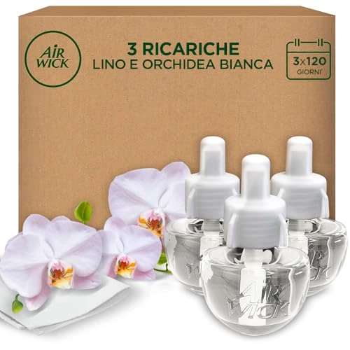 Offerta a tempo: Air Wick Ricarica per Diffusore Elettrico di Oli Essenziali, 3 Ricariche, Fragranza Lino e Orchidea Bianca, 3x19ml - 29% da 11.99 € a 8.54 €