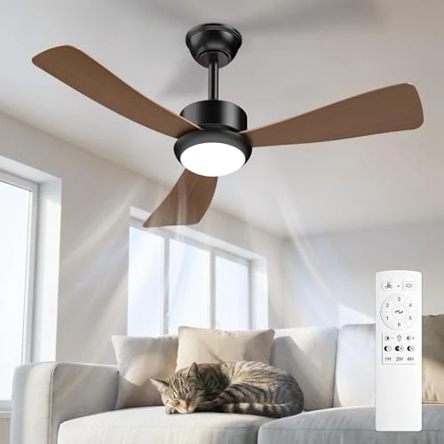 Offerta a tempo: Airwit Ventilatore da Soffitto con Luce 106cm, Pale Effetto Legno, Ventilatore da Soffitto Silenzioso con Telecomando, LED Dimmerabile, Motore DC Reversibile, 6 Velocità per Camera Soggiorno - 5% da 99.99 € a 94.99 €
