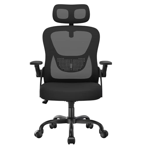 Oferta limitada: rattantree Silla de oficina ergonómica con reposabrazos ajustables y reposacabezas, silla de escritorio giratoria y ajustable en altura, asiento ergonómico transpirable, para trabajo, color negro de 89.99 € a 64.99 € (ahorro 27.78%)