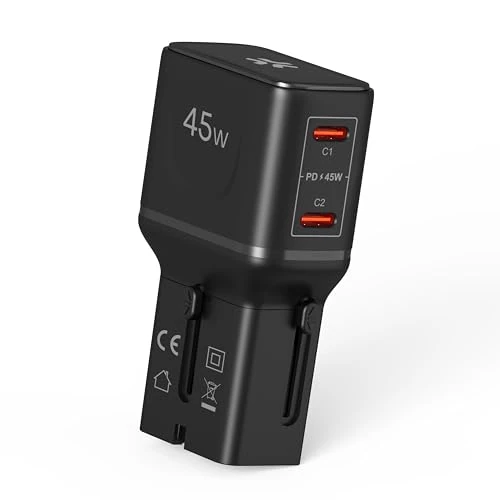 Tijdelijke aanbieding: Celly Universele reisadapter 45 W met dubbele USB-C-aansluiting, compatibel met 150+ landen, snel opladen, slank en veilig ontwerp van 35.14 € naar 35.14 € (0.00% korting)