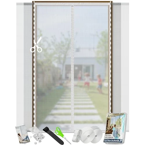 Offerta a tempo: ARCOL Zanzariera Magnetica per Porta - Zanzariera Porta Finestra Larghezza Regolabile con Fettucce a Strappo - Tenda Zanzariera Porta Super Resistente - Tenda Zanzariera Magnetica (155x250 cm, Bianco) - 44% da 35.99 € a 19.99 €