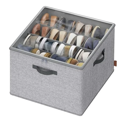 Offerta a tempo: SONGMICS Organizer Scarpe, fino a 16 paia, Scatola Contenitore Scarpe, Divisori Regolabili, Impilabile, Coperchio Trasparente, per Armadio, Grigio Tortora LSP621GD01 - 23% da 14.99 € a 11.54 €