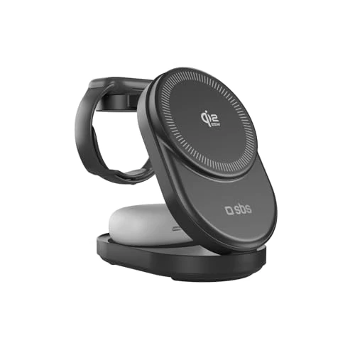 Offerta a tempo: SBS Qi2 25W Power Dock 3in1 MFI MagSafe, Caricatore Wireless per iPhone, AirPods, Apple Watch, Ricarica Rapida 35W (25W+5W+5W), Caricabatterie Magnetico, Alimentazione USB-C, Certified MFI, Nero - 30% da 99.99 € a 69.99 €