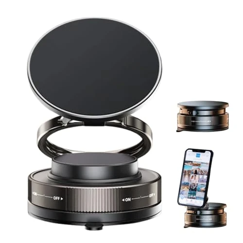 Support de téléphone de voiture magnétique, support de téléphone portable, aspiration sous vide, avec attraction magnétique forte et stable, rotation réglable à 360°, porte-téléphone de voiture pour