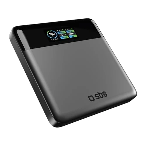 Limited-time offer: SBS Pulse PowerBank Lite 100W, 20000mAh, Power Delivery (PD 3.0 PPS), AFC, Power Bank with Fast Charging, LCD AI Display, USB-C, USB-A, Portable Travel Charger, Slim Design, Grey from 69.99 £ to 60.30 £ (save 14%)