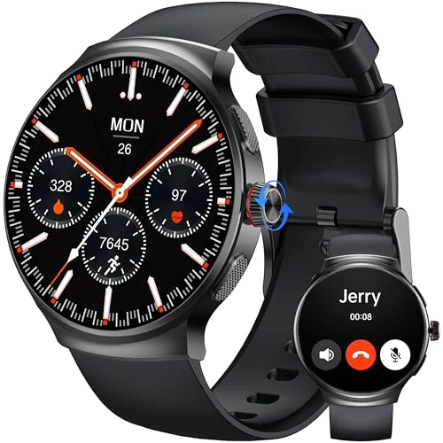 OUKITEL Reloj Inteligente Hombre con GPS y Brújula, 1,43" HD Smartwatch Hombre con Llamadas Bluetooth, Frecuencia Cardíaca 100+ Deportivo, Estrés y Sueño Monitor, IP68 Impermeable para Android/iOS