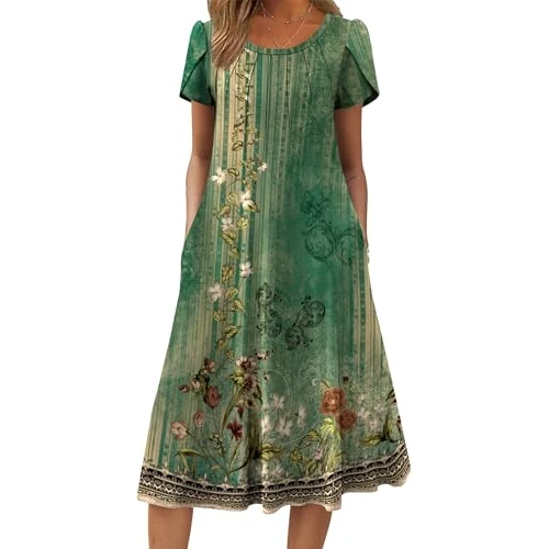 Offre limitée : Zeagoo Robe d'été pour femme, décontractée, florale, avec poches, tailles S-XXL, XL de 9.99 € à 9.99 € (0.0% de remise)