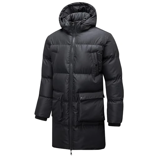 Offerta a tempo: TONY BACKER by Y Chromosome Giacca da Uomo Piumino Lungo con Cappuccio Giubbotto Termico Casual Multitasche Materiale Sintetico Antivento (IT, Testo, M, Regular, Regular, NERO) - 25% da 79.99 € a 59.99 €