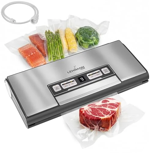 Offerta a tempo: LEHMANN Macchina Sottovuoto Alimenti, Macchine Sottovuoto per Alimenti Secchi e Umidi, 5 Modalità, Conservazione Prolungata Alimentare, Saldatura Lunga 30 cm, Taglierina, Tubo di Aspirazione incl. - 23% da 64.99 € a 49.99 €