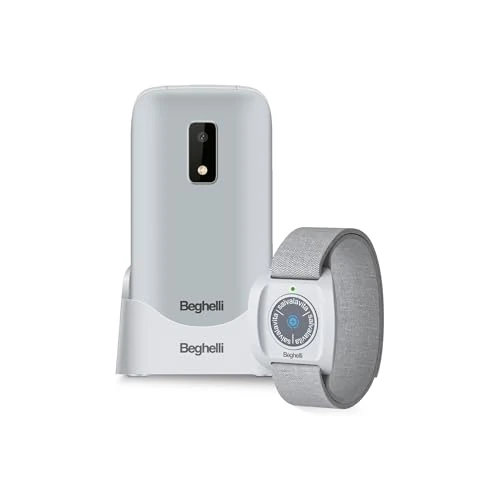 Beghelli - Telefono Salvavita e Braccialetto, Salvalavita Phone SLV30N GPS Plus + Salvalavita Braccialetto SLV Band Plus, SOS con GPS, Tasto Emergenza, Chiamata Rapida, Display 2.8” (Colore Grigio)