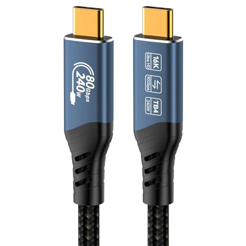Offerta a tempo: PremiumCord Cavo di Collegamento USB4™ Versione 2, Thunderbolt 4, 16K a 60 Hz, Cavo Dati Ultraspeed fino a 80 Gbps, E-Marker, USB Type-C, Ricarica Rapida fino a 240 W, Blu, Lunghezza 0,8m - 15% da 16.49 € a 14.02 €