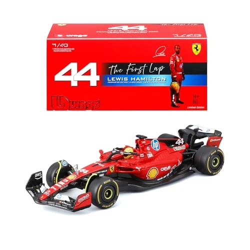 Offerta a tempo: Bburago - Ferrari SF-23 Test Fiorano Lewis Hamilton, Auto Diecast Scala 1:43, Replica Dettagliata del Primo Test Ufficiale 2025, Numero 44, Teca Espositiva, Licenza Ferrari, Età Consigliata 14+ Anni - 14% da 29.99 € a 25.75 €