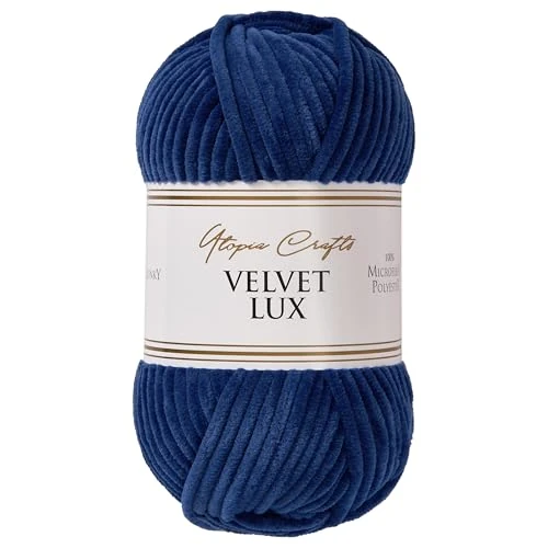Offerta a tempo: Utopia Crafts Velvet Lux - Filato di ciniglia super morbido, per lavorare a maglia e uncinetto, 100 g (1, Sovereign Midnight) - 0.00% da 4.52 € a 4.52 €