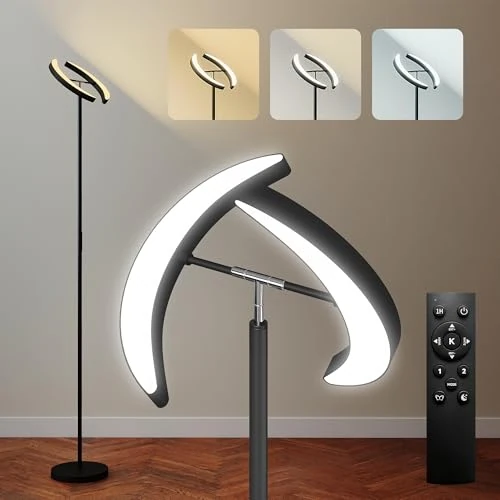 Offerta a tempo: HOMCOM Lampada da Terra Dimmerabile con Telecomando Doppia Testa Nero - 38% da 43.95 € a 27.15 €
