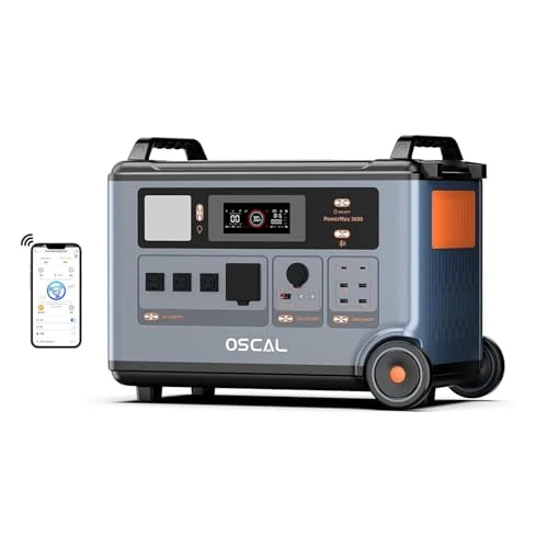 Offerta a tempo: OSCAL 3600W (7200w Picco) Centrale Elettrica Portatile, 3600Wh Generatore Solare con Batteria LFP, Ricarica 0-80% in 1h, 14 Porte, Portable Power Station per Casa, Campeggio, Camper, PowerMax 3600SE - 0.00% da 1399.00 € a 1399.00 €