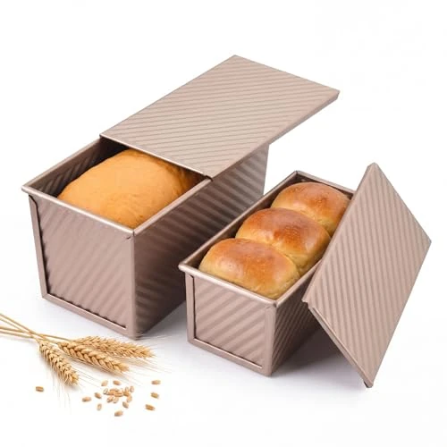 Oferta limitada: OTraki 2 Piezas Moldes Para Pan Con Tapa, Molde Antiadherente Para Pan De Molde Pequeño (19 X 9,5 X 8 Cm) Y Grande (21 X 11,5 X 11 Cm), Molde Rectangular Reposteria Con Ventilación Para Hornear de 22.99 € a 22.99 € (ahorro 0.00%)