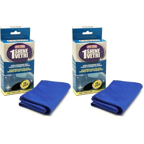 Mafra, 1Shine Glass, Mikrofasertuch zur Reinigung von Autoscheiben, entfernt Schmutz und hinterlässt Keine Streifen, kratzt und beschädigt die Scheiben Nicht, Format 30x30cm. (Packung mit 2)