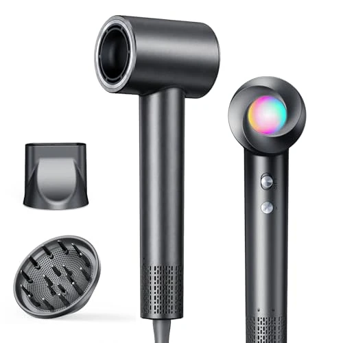 Zeitlich begrenztes Angebot: Haokoo Ionen Föhn mit Diffusor - 150.000 U/min Haartrockner Schnelles Trocknend, Fön mit 500 Mio. Negative Ionen, 8 Temperatur-Stufen mit LED, für Locken/Dicke Haare, Zuhause, Reisen, Salon von 149.99 € auf 149.99 € (0.00% Rab