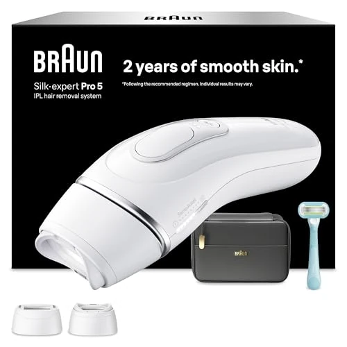 Braun Silk·expert Pro 5, Epilatore Luce Pulsata Smart, Epilazione Laser Peli Donna A Casa, Riduzione Permanente Dei Peli, Con 2 Testine, Custodia E Rasoio Gillette Venus, PL5234
