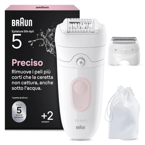 Offerta a tempo: Braun Silk Epil 5 Epilatore Elettrico Donna, Rasoio Elettrico Donna, Wet&Dry, Rimozione Facile Peli, Pelle Liscia, Include Testina Radente E Cappuccio Regolatore, 5-030,Rosa Flamingo - 33% da 94.99 € a 63.18 €