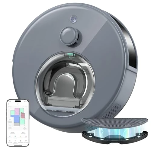 Offerta a tempo: OKP L7 Robot Aspirapolvere con LiDAR DToF, Evitamento Ostacoli PSD, 6000Pa, Autonomia 150 Minuti, Rilevamento Tappeti, Controllo WiFi/App/Alexa, Ideale per Peli di Animali e Tappeti, Grigio - 69% da 399.99 € a 123.48 €