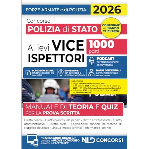 Concorso allievi vice ispettori polizia di Stato 2026. Manuale di Teoria e quiz per la prova scritta. Con simulatore online
