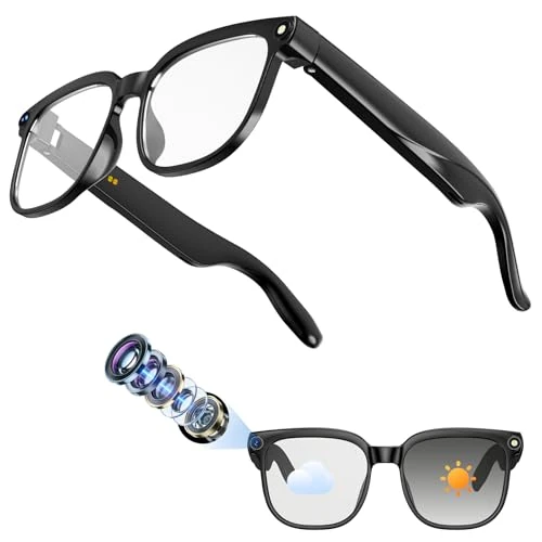 Oferta limitada: Hwagol Gafas Inteligentes, Smart Glasses con 8 MP Cámara, Gafas Bluetooth IA con Fotografía/Grabación/Llamadas/Música/Traducción/Reconocimient Imágenes, Lentes Fotocromáticas de 199.99 EUR a 199.99 EUR (ahorro 0%)