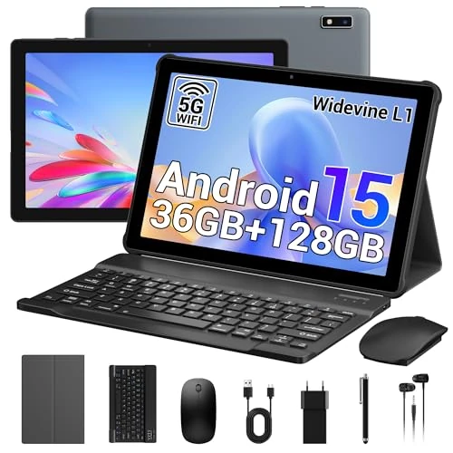Offerta a tempo: PIXGOOD Tablet 10 pollici Android 15, Tablet in offerta con 5G wifi Octa-Core, 36GB RAM, 128GB ROM (TF 1TB), 8000mAh, 5MP+8MP, Tablet con tastiera|Mouse|Custodia|auricolari (Pollici, 10.1, Grigio-6) - 19% da 109.98 € a 89.58 €