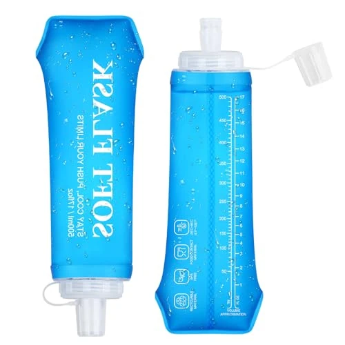 Offerta a tempo: Euqvunn Borraccia Pieghevole 2 Pezzi, Borraccia Morbida 500 ml Riutilizzabile 500ml Senza BPA con Cappuccio Antileak, Pieghevole per Corsa, Escursioni, Ciclismo - 5% da 11.33 € a 10.76 €