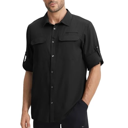 Zeitlich begrenztes Angebot: baleaf Langarmshirt Herren Funktionshemd UV-Schutz Langarm Hemd Jagdkleidung Atmungsaktiv UV Shirt Angelshirt Freizeithemd Schwarz XL von 45.99 € auf 19.99 € (57% Rabatt)