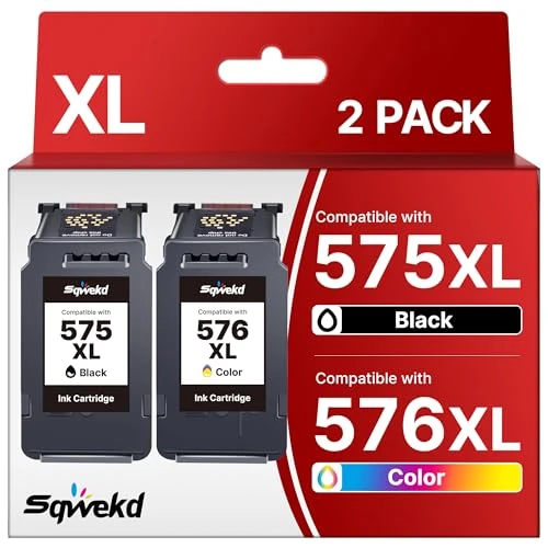 Offerta a tempo: Sqwekd PG-575XL CL-576 XL Cartucce d'inchiostro per Cartucce Canon 575 576 XL per Canon PIXMA TR4755i TS3750i TR4756i TS3751i TS3752i TS3550i TS3551i TR4750i TR4751i (Nero Tri-Colore, 2-Pack) - 22% da 45.99 € a 35.99 €