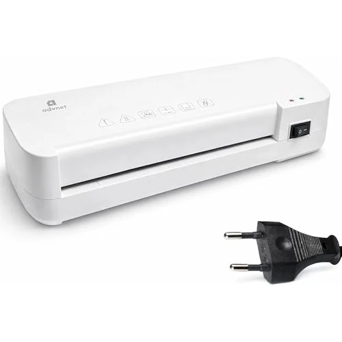 Plastificatrice A4 ADVNET 200W, Laminatrice Compatta con Doppio Rullo, Riscaldamento Rapido e Pouch 70–100 Micron, Ideale per Ufficio, Scuola e Casa