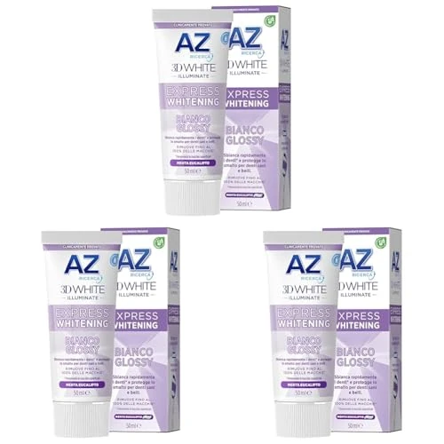 Offerta a tempo: AZ Dentifricio 3DWhite Illuminate Express Whitening Bianco Glossy 50ml. 1 Dentifricio (Confezione da 3) - 35% da 8.97 € a 5.82 €