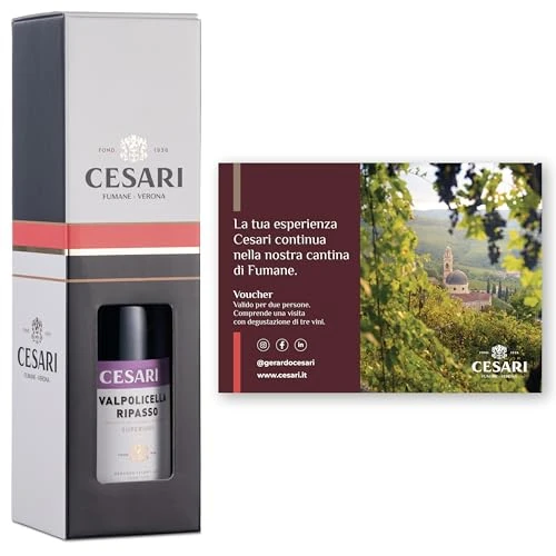Offerta a tempo: Cesari - Confezione regalo con Esclusiva Esperienza Cesari per 2 persone e Valpolicella Ripasso DOC 2021-1 bottiglia da 750 ml - 56% da 67.89 € a 29.90 €