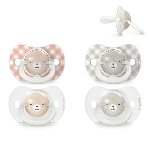 Offre limitée : Suavinex, Lot 4 Sucettes pour Nouveau-nés et Bébés 0/6 Mois, Brillent dans le Noir avec Anneau Fluorescente, Idéal Nuit, Tétine Symétrique SX Pro en Silicone, Réversible, Plate et Souple, Rose de 19.20 € à 18.09 € (6% de remise)