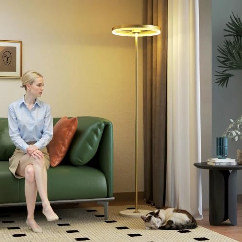 Offerta a tempo: HOMCOM Lampada da Terra Moderna Luce LED Dimmerabile 3 Luminosità Oro - 53% da 56.95 € a 26.83 €