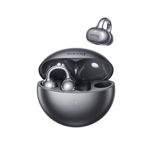 SANAG S6s Ultra Cuffie Bluetooth, Auricolari a Orecchio Aperto, Clip per Orecchie, Suono Straordinario, IP67, Bluetooth 6.0, Chiamate Chiare e AI, 42H di Autonomia, Rapida USBC, Personalizzazione APP