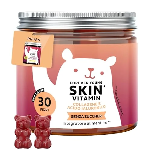 Tijdelijke aanbieding: Forever Young Skin Vitamin Collageen & Hyaluronzuur - Anti-aging gummies - Voor de huid - met vitamine C, E en co-enzym Q10-30 stuks (1 maand) - Suikervrij - Bears with Benefits van 19.86 EUR naar 16.68 EUR (korting 16%)