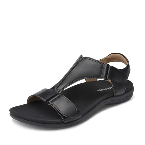 Offre limitée : DREAM PAIRS Sandales Femme Confortables Soutien de la Voûte Plantaire, Sandales Orthopédiques Bride en T Semelle Antidérapante Chaussures de Marche Été Plage Voyage,Size 40,Tout Noir,SDFS26014W de 39.99 € à 35.99 € (10% de remise)