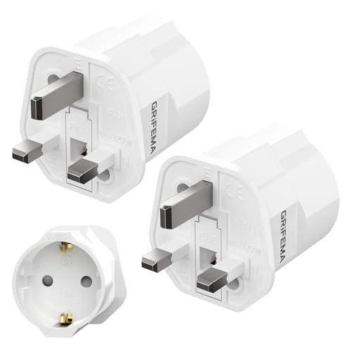 Offre limitée : GRIFEMA Adaptateur Prise Anglaise avec fusible 13 A, Lot de 2 de 8.99 € à 8.99 € (0.00% de remise)