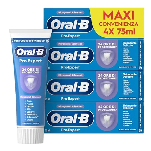 Oral-B Pro-Expert Zahnpasta für sanftes Aufhellen, Geschmack grüner Minze, 4 Zahnpasten, effektive Zahnreinigung, Packung 4 x 75 ml