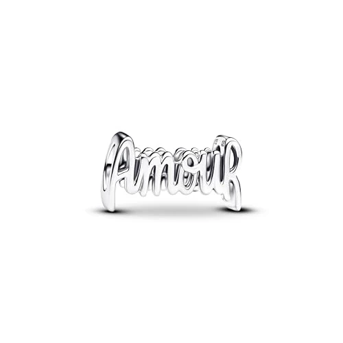 PANDORA Moments Amour Schrift Charm aus Sterling Silber, Kompatibel Moments, 794426C00