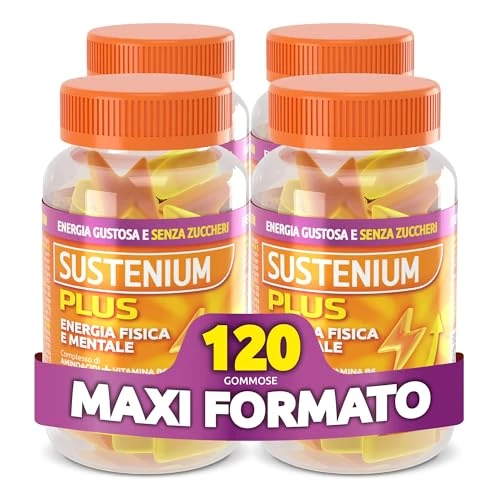 Offerta a tempo: Sustenium Plus Caramelle Gommose - Integratore alimentare a base di un complesso di aminoacidi, vitamina B6 e zinco. Energia gustosa e senza zuccheri. Confezione da 120 gommose. - 34% da 35.00 € a 22.99 €