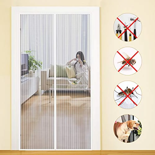 Offerta a tempo: MYCARBON Zanzariera Porta Finestra Magnetica Traspirante Tenda Anti Mosche per Esterno Rete Zanzariere a Calamita(90x240cm, Bianco) - 10% da 20.99 € a 18.94 €
