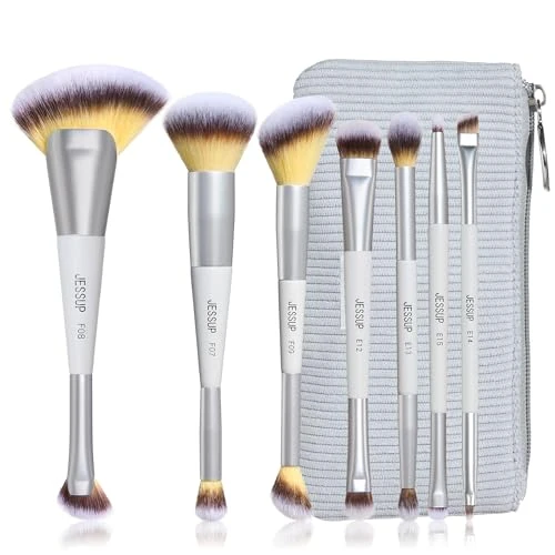 Oferta limitada: Jessup Set Brocha de Maquillaje 7pcs Brochas para Maquillaje Doble Punta, Pinceles Sintéticas para Base, Contorno, Rubor, Iluminador, Cejas y Sombras con Bolsa, Quiet Gray T520 de 36.79 EUR a 36.79 EUR (ahorro 0%)