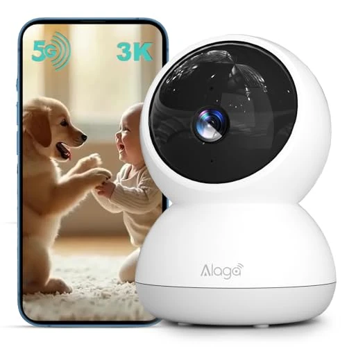 Offerta a tempo: 3K Telecamera WiFi Interno, Telecamera Sorveglianza Interno, Videocamera Sorveglianza 5G/2.4GHz, AI Rilevamento del Movimento, Visione Notturna, Compatibile con Alexa e Google Assistant - 55% da 46.99 € a 20.99 €
