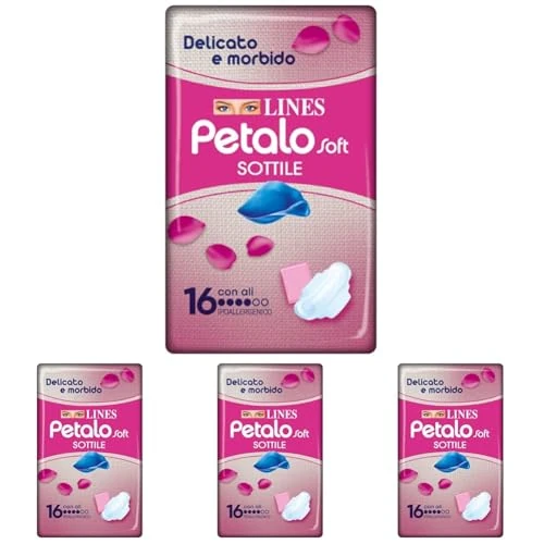 Offerta a tempo: Lines Assorbenti con Ali Petalo Soft, 16 Assorbenti (Confezione da 4) - 51% da 15.56 € a 7.60 €