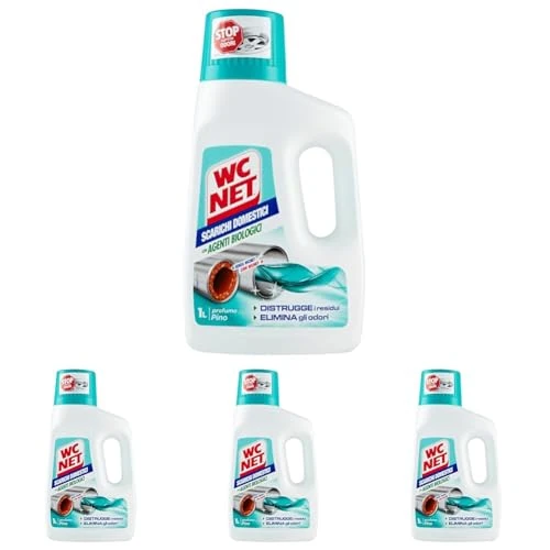 Offerta a tempo: Wc Net Professional - Trattamento Scarichi Domestici con Agenti Biologici, Distrugge i Residui e Elimina gli Odori, Fragranza Pino, 1000 ml (Confezione da 4) - 31% da 27.96 € a 19.16 €